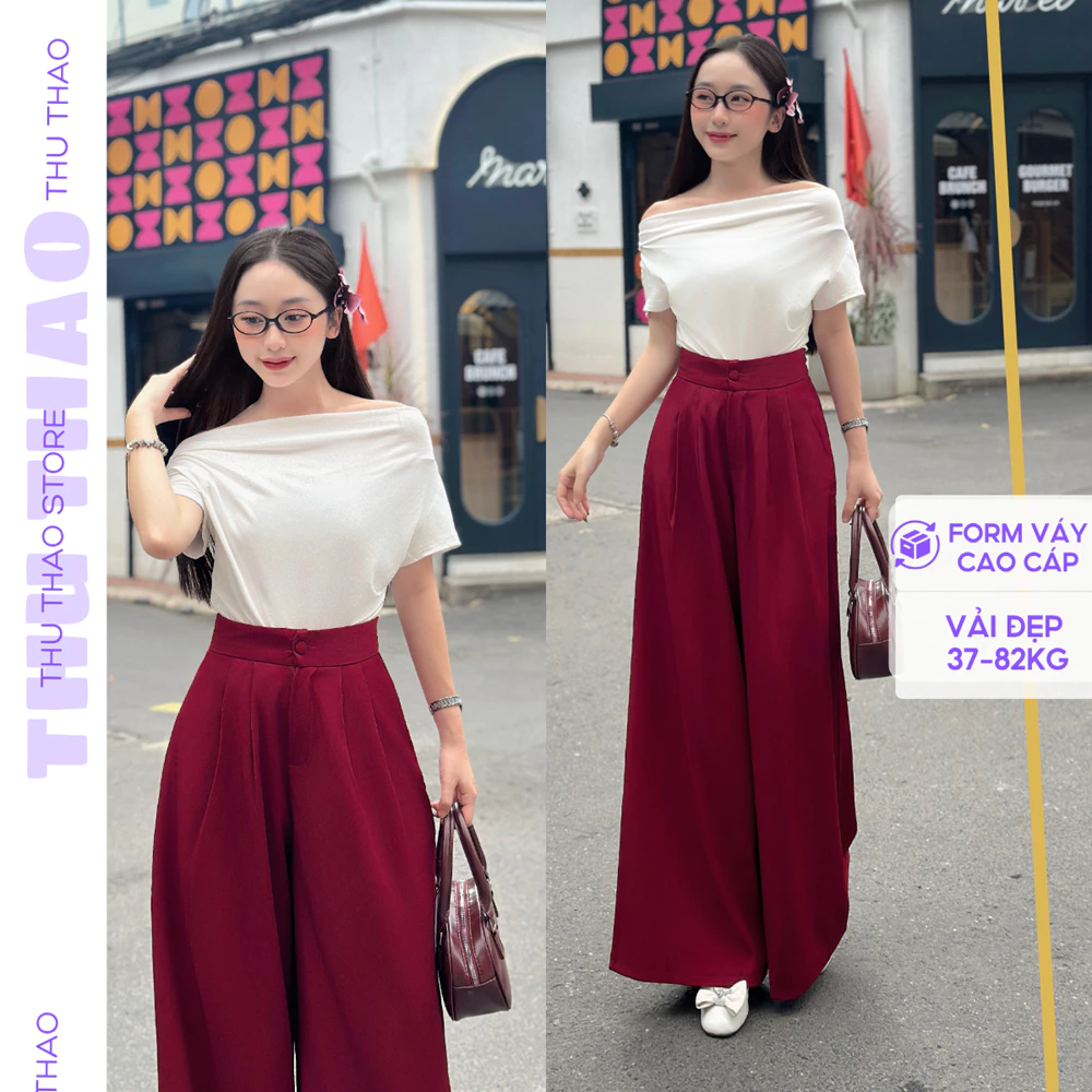 Quần sớ ống váy cạp bản cao dáng dài - Ảnh 2