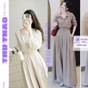 Quần sớ ống váy cạp bản cao dáng dài