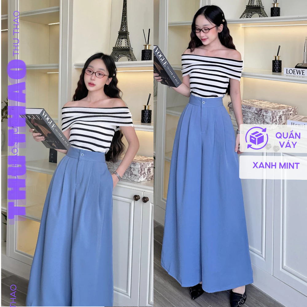 Quần sớ ống váy cạp bản cao dáng dài - Ảnh 3